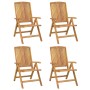 Sillas de jardín reclinables y cojines 4 uds madera maciza teca de vidaXL, Sillas de jardín - Ref: Foro24-3196469, Precio: 61...