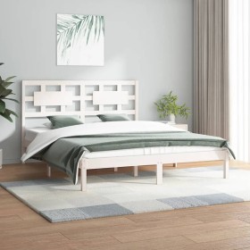 Estructura de cama de madera maciza de pino blanca 140x200 cm