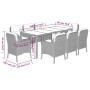 Set comedor jardín 9 pzas y cojines ratán sintético gris