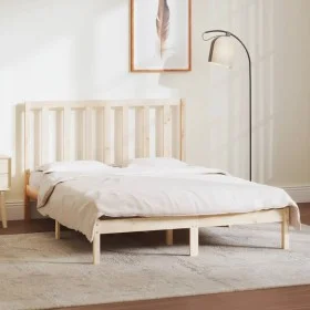 Solid pine wood bed frame 135x190 cm by vidaXL, Beds and slatted bases - Ref: Foro24-3106613, Price: 129,23 €, Discount: %