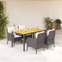 Set de muebles jardín 5 pzas con cojines ratán sintético negro