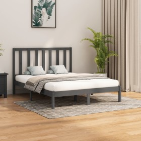 Estructura de cama de madera maciza gris 140x200 cm