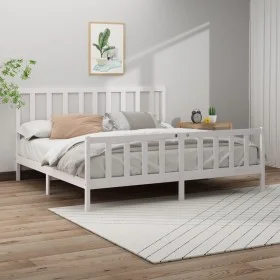 Solid white pine wood bed frame 200x200 cm by vidaXL, Beds and slatted bases - Ref: Foro24-3106724, Price: 153,60 €, Discount: %
