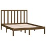 Estructura de cama madera de pino doble marrón miel 135x190 cm