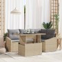 Conjunto de sofá de jardín con cojín 5 pcs beige y gris claro