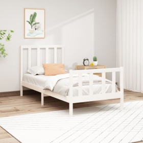 Massives Bettgestell aus weißem Kiefernholz, 90 x 200 cm von vidaXL, Betten und Lattenroste - Ref: Foro24-3106689, Preis: 96,...