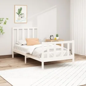 Solid white pine wood bed frame 90x200 cm by vidaXL, Beds and slatted bases - Ref: Foro24-3106689, Price: 94,88 €, Discount: %