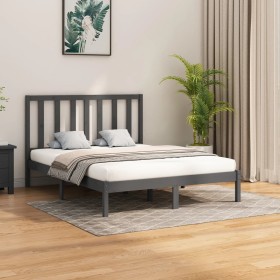 Estructura de cama de madera maciza de pino gris 160x200 cm