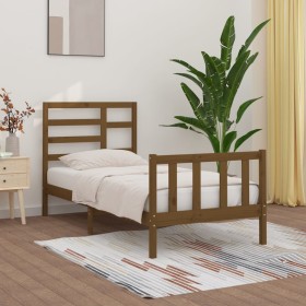 Estructura de cama madera maciza de pino marrón miel 90x200 cm