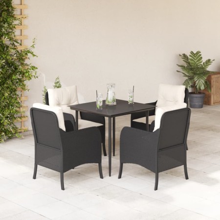 Set de muebles jardín 5 pzas con cojines ratán sintético negro