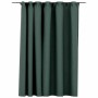 Cortina opaca con ganchos look de lino verde 290x245 cm