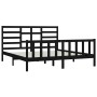 Estructura de cama de madera maciza de pino negra 200x200 cm de vidaXL, Camas y somieres - Ref: Foro24-3107637, Precio: 205,8...