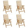 Reclining garden chairs and cushions 4 pcs solid teak wood by vidaXL, Garden chairs - Ref: Foro24-3196466, Price: 666,12 €, D...