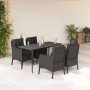 Set de muebles jardín 5 pzas con cojines ratán sintético negro