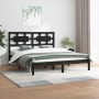 Estructura de cama de madera maciza de pino negra 200x200 cm de vidaXL, Camas y somieres - Ref: Foro24-3107377, Precio: 163,8...