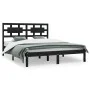 Estructura de cama de madera maciza de pino negra 200x200 cm de vidaXL, Camas y somieres - Ref: Foro24-3107377, Precio: 161,9...