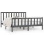 Gray solid wood bed frame 200x200 cm by vidaXL, Beds and slatted bases - Ref: Foro24-3106855, Price: 166,25 €, Discount: %