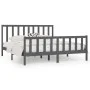 Gray solid wood bed frame 200x200 cm by vidaXL, Beds and slatted bases - Ref: Foro24-3106855, Price: 164,14 €, Discount: %