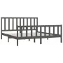 Gray solid wood bed frame 200x200 cm by vidaXL, Beds and slatted bases - Ref: Foro24-3106855, Price: 164,14 €, Discount: %
