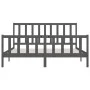 Gray solid wood bed frame 200x200 cm by vidaXL, Beds and slatted bases - Ref: Foro24-3106855, Price: 164,14 €, Discount: %