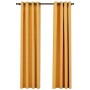 Cortinas opacas con ojales look lino 2 pzas amarillo 140x225 cm