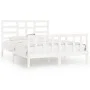 Estructura de cama de madera maciza de pino blanco 140x200 cm de vidaXL, Camas y somieres - Ref: Foro24-3107614, Precio: 130,...