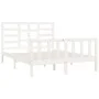 Estructura de cama de madera maciza de pino blanco 140x200 cm de vidaXL, Camas y somieres - Ref: Foro24-3107614, Precio: 130,...