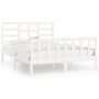 Estructura de cama de madera maciza de pino blanco 160x200 cm