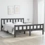 Gray solid wood bed frame King Size 150x200 cm by vidaXL, Beds and slatted bases - Ref: Foro24-810686, Price: 130,61 €, Disco...