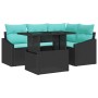 Conjunto de sofá de jardín 6 pcs Negro y crema 100 x 55 x 73 cm
