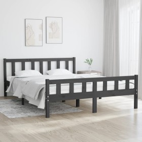 Gray solid wood bed frame 120x200 cm by vidaXL, Beds and slatted bases - Ref: Foro24-810676, Price: 102,09 €, Discount: %