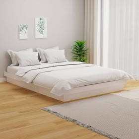 Weißes Massivholzbettgestell King Size 150x200 cm von vidaXL, Betten und Lattenroste - Ref: Foro24-819913, Preis: 179,55 €, R...