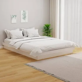 White solid wood bed frame King Size 150x200 cm by vidaXL, Beds and slatted bases - Ref: Foro24-819913, Price: 145,88 €, Disc...