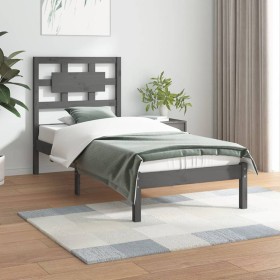 Estructura de cama de madera maciza de pino gris 1