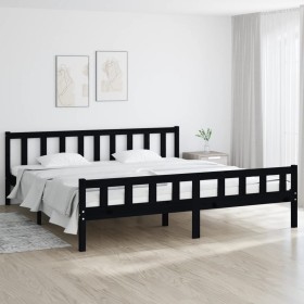 Black solid wood bed frame 160x200 cm by vidaXL, Beds and slatted bases - Ref: Foro24-810693, Price: 132,81 €, Discount: %