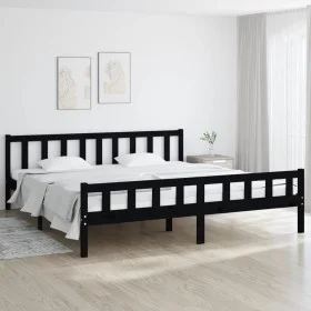 Black solid wood bed frame 160x200 cm by vidaXL, Beds and slatted bases - Ref: Foro24-810693, Price: 131,07 €, Discount: %