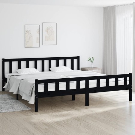 Estructura de cama de madera maciza negra 160x200 cm de vidaXL, Camas y somieres - Ref: Foro24-810693, Precio: 132,72 €, Desc...