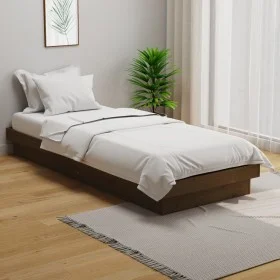 Honey brown solid wood bed frame 75x190 cm by vidaXL, Beds and slatted bases - Ref: Foro24-819935, Price: 97,68 €, Discount: %