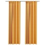 Cortinas opacas ganchos look de lino 2 pzas amarillo 140x225 cm