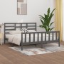 Solid gray pine wood bed frame 200x200 cm by vidaXL, Beds and slatted bases - Ref: Foro24-3107635, Price: 170,34 €, Discount: %