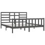 Estructura de cama de madera maciza de pino gris 200x200 cm de vidaXL, Camas y somieres - Ref: Foro24-3107635, Precio: 168,15...