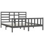 Solid gray pine wood bed frame 200x200 cm by vidaXL, Beds and slatted bases - Ref: Foro24-3107635, Price: 170,34 €, Discount: %