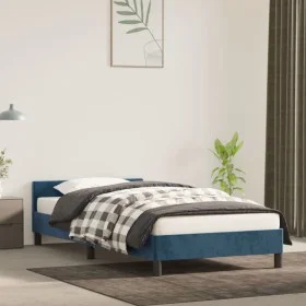 Dark blue velvet bed frame with headboard 90x190 cm by vidaXL, Beds and slatted bases - Ref: Foro24-347547, Price: 94,42 €, D...