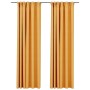 Cortinas opacas ganchos look de lino 2 pzas amarillo 140x245 cm