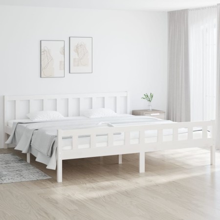 Weißer Massivholzbettrahmen 160x200 cm von vidaXL, Betten und Lattenroste - Ref: Foro24-810690, Preis: 153,10 €, Rabatt: %