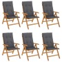 Reclining garden chairs and cushions 6 pcs solid teak wood by vidaXL, Garden chairs - Ref: Foro24-3196493, Price: 1,00 €, Dis...