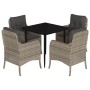 Set comedor de jardín 5 pzas cojines ratán sintético gris claro
