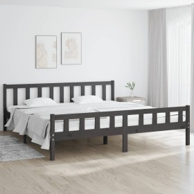 Doppelbettgestell aus grauem Massivholz, 180 x 200 cm von vidaXL, Betten und Lattenroste - Ref: Foro24-810696, Preis: 157,46 ...