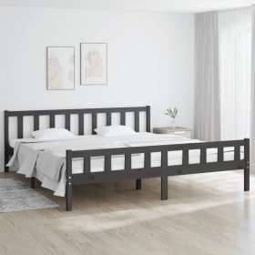 Estructura de cama madera maciza gris Super King 180x200 cm