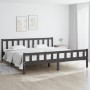 Gray solid wood double bed frame 180x200 cm by vidaXL, Beds and slatted bases - Ref: Foro24-810696, Price: 157,46 €, Discount: %